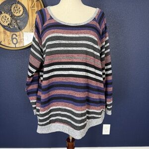 Sunday Striped Sweater Criss Cross Back Plus Size 3X